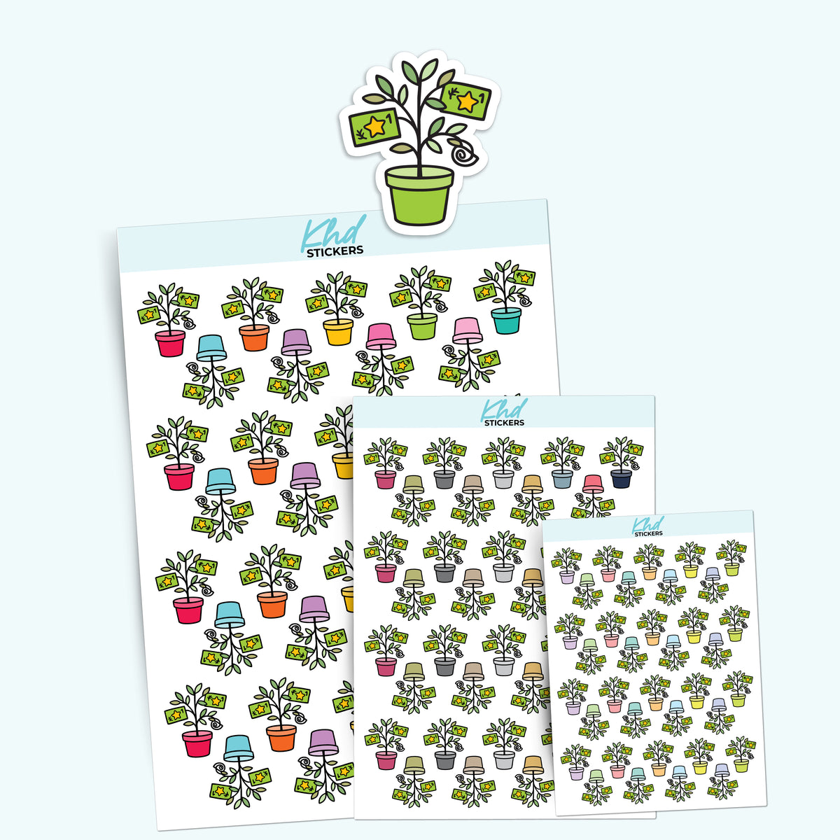 Money Tree Planner Stickers – Hand-Drawn Finance Icons – KHDStickers
