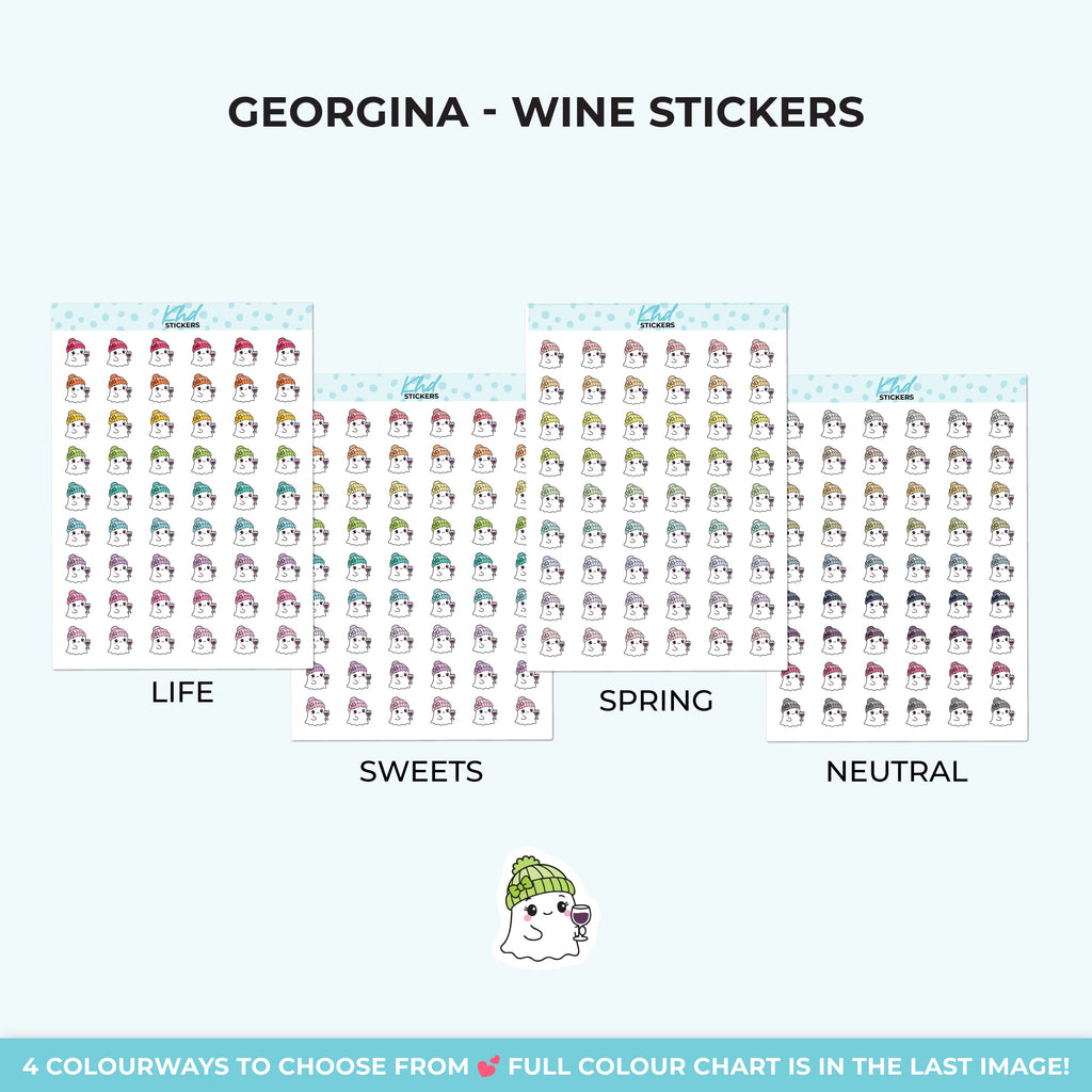 Georgina Ghost with a Glass of Wine Stickers