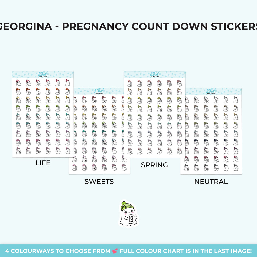 Georgina Ghost Pregnancy Countdown Stickers