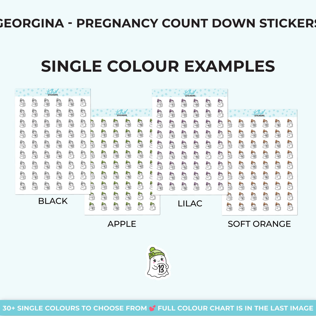 Georgina Ghost Pregnancy Countdown Stickers