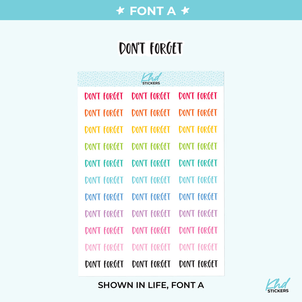 Don't Forget Planner Stickers Small