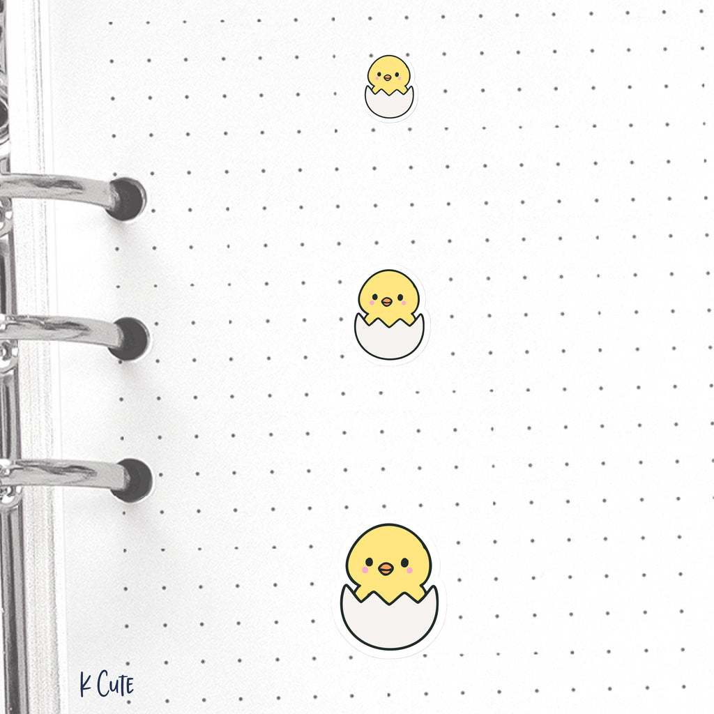Kawaii Hatching Chick – Cute Spring Planner Stickers Small