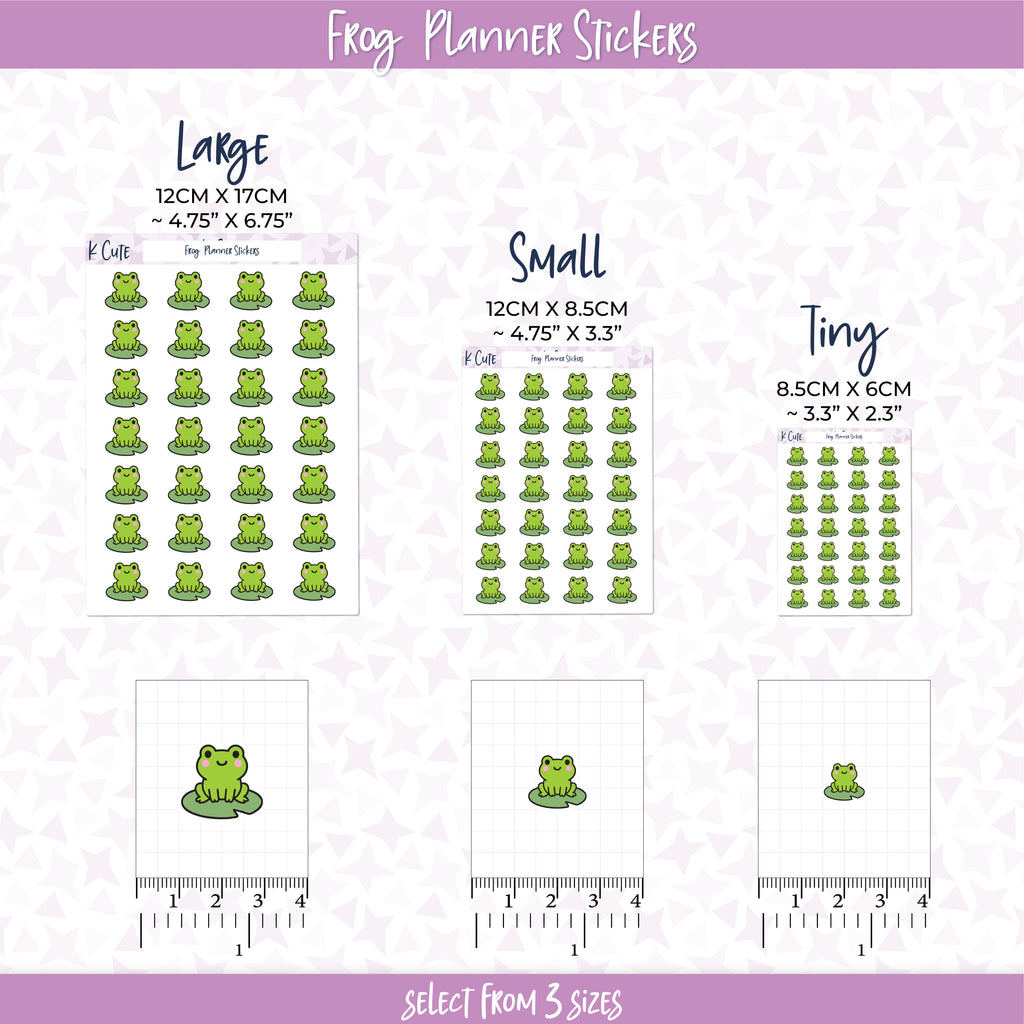 Kawaii Frog on a Lily Pad – Cute Animal Planner Stickers Small