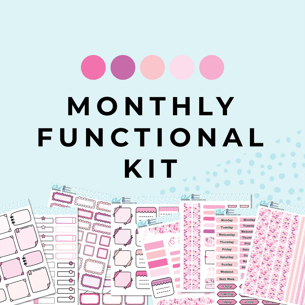 Monthly Functional Planner Sticker Kit - Pretty In Pink