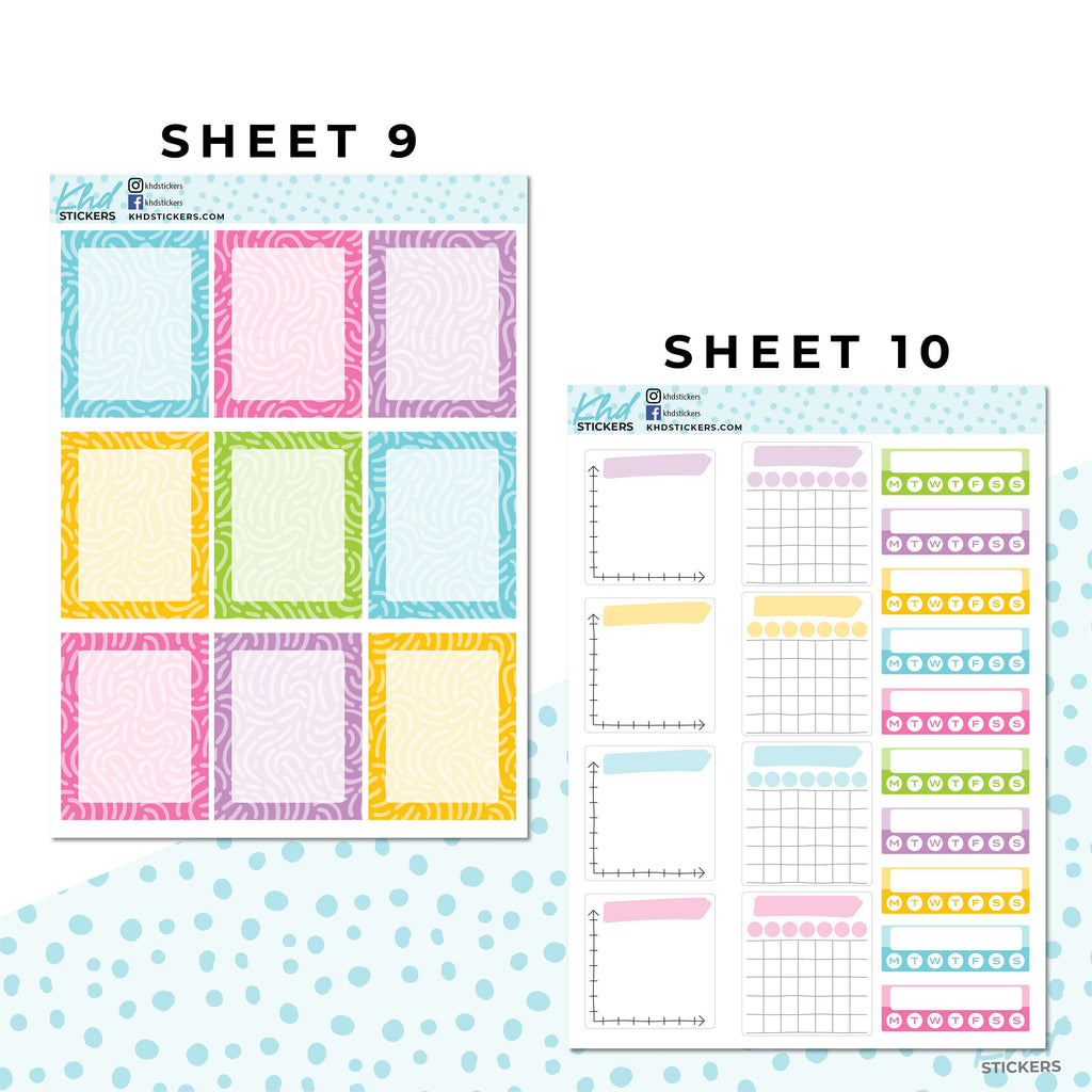 16 Sheets - Monthly Functional Planner Sticker Kit - Carnation - Planner Stickers - Kit 4811