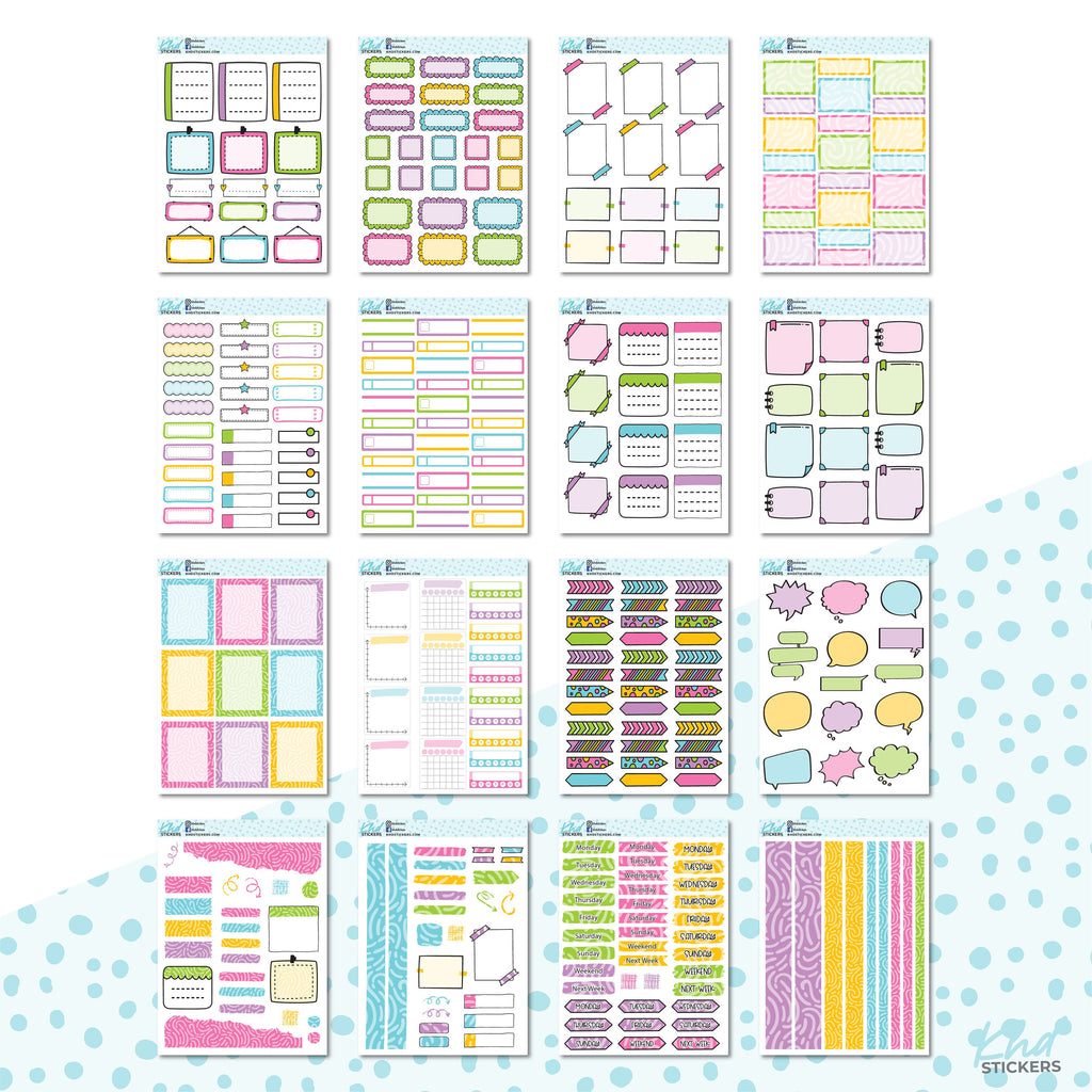 16 Sheets - Monthly Functional Planner Sticker Kit - Carnation - Planner Stickers - Kit 4811