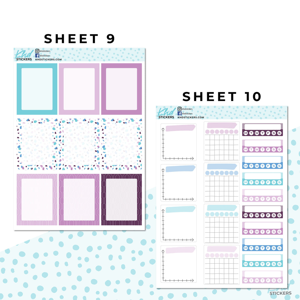 Monthly Functional Planner Sticker Kit - Purple & Blue - Planner Stickers - Kit 4804