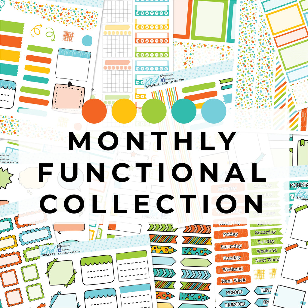 Monthly Functional Planner Sticker Kit - Bright Sherbet