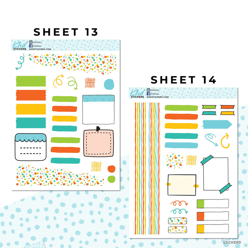 Monthly Functional Planner Sticker Kit - Bright Sherbet