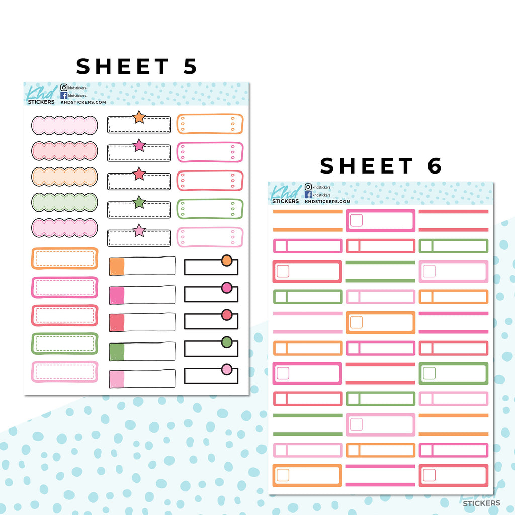 16 Sheets - Monthly Functional Planner Sticker Kit - Summer Bright - Planner Stickers - Kit 4814