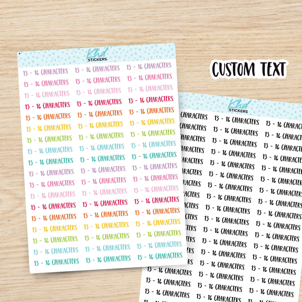 Design Your Own Word Stickers, Font A, Custom Script Planner Stickers, Removable, Custom Word Stickers, Clear Sticker or White Background