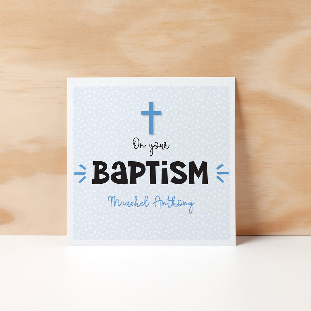 Personalised Baptism Greeting Card, Blue or Pink, Modern, Customised - Christening & Baptism - Greeting Cards