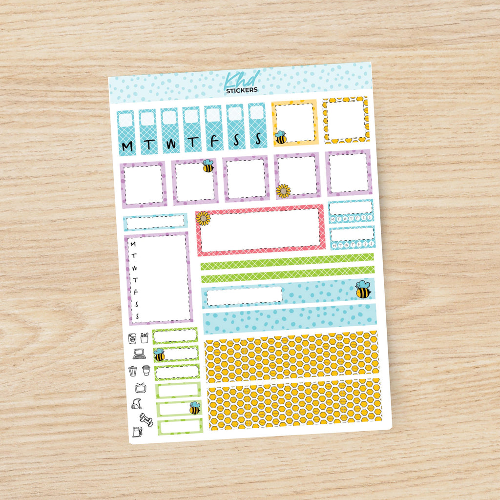 Busy Bee sticker kit to fit Hobonichi Weeks, Set 47007