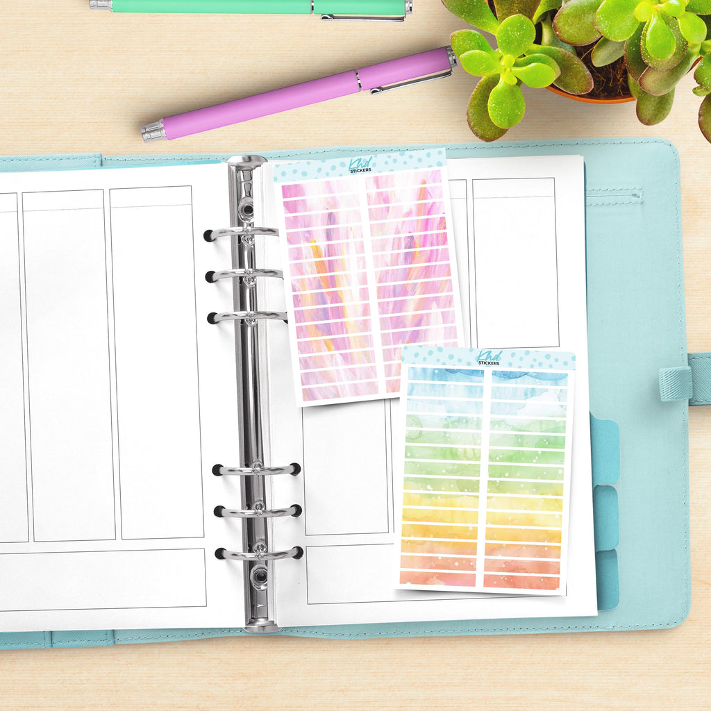 Watercolour Header Strips Planner Stickers, Watercolour Collection, Removable