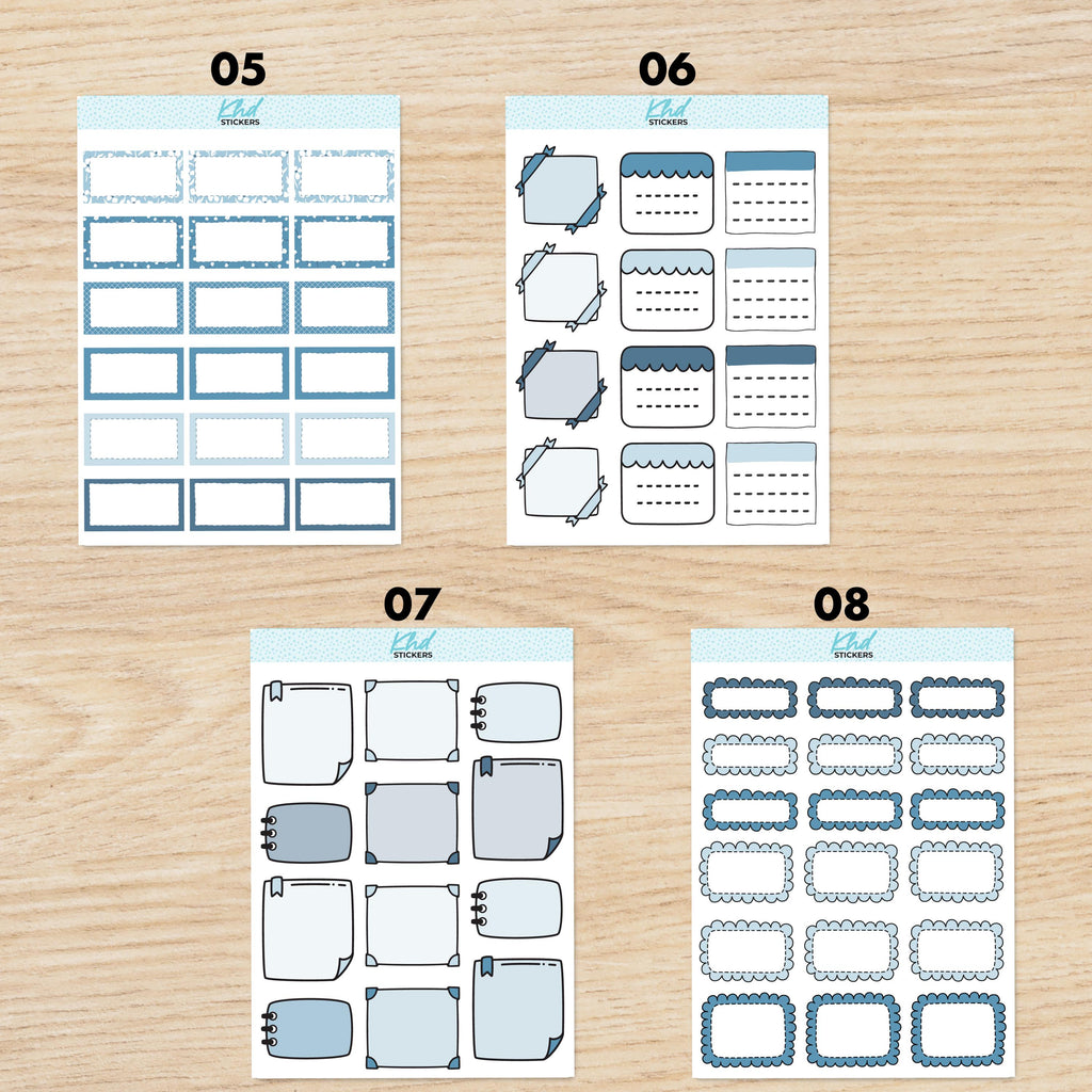 Vertical Blue Floral Planner Sticker Set