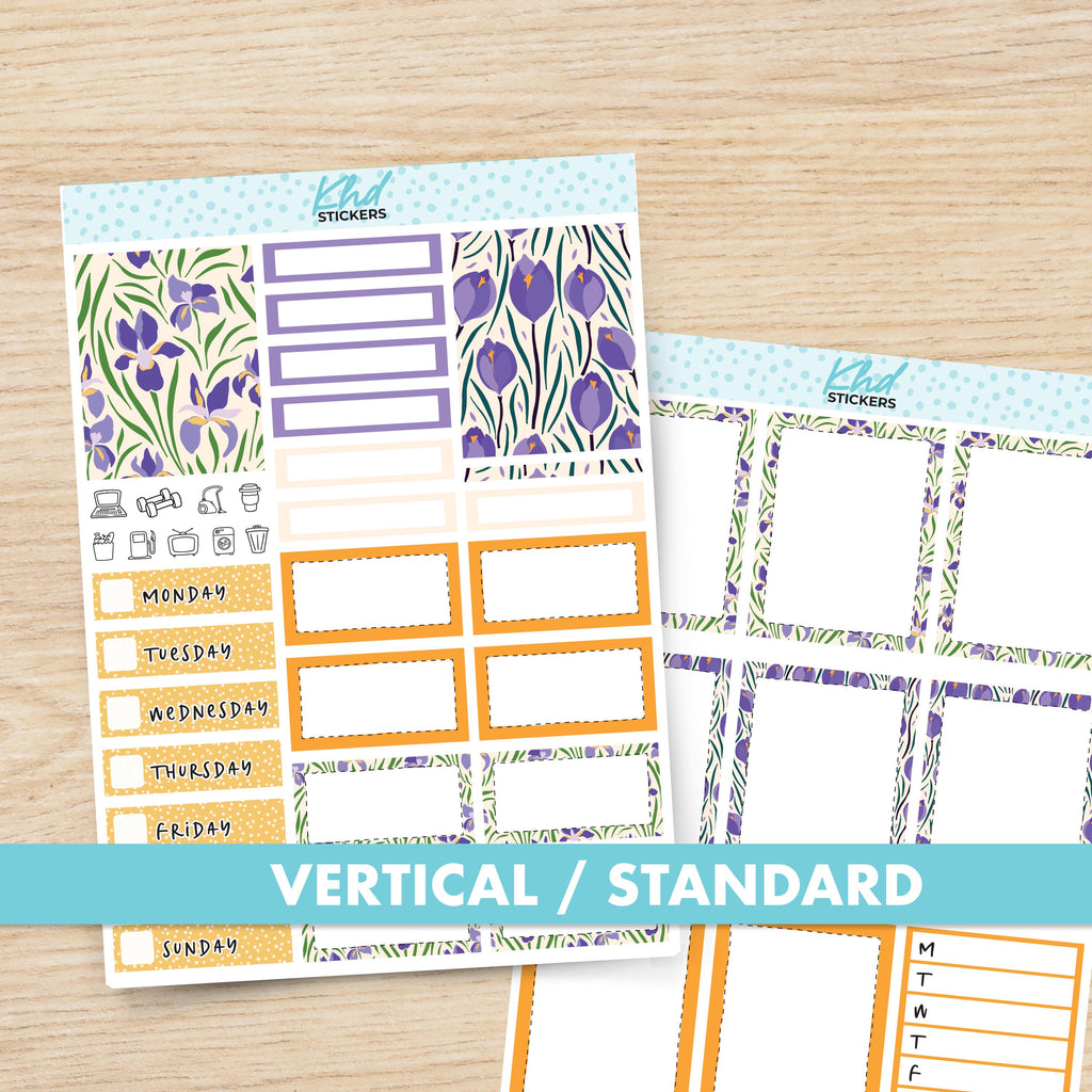 Purple Vertical Floral Planner Sticker Set