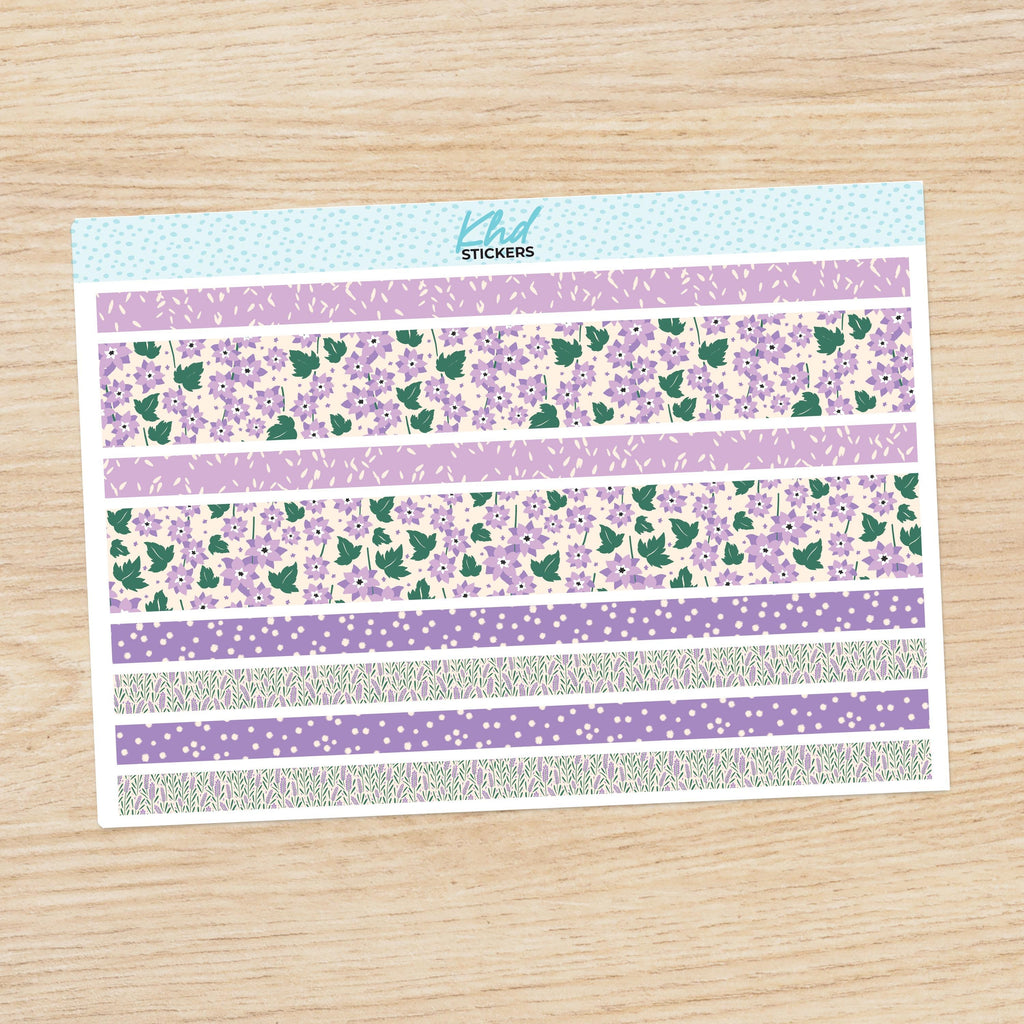 Pretty Purple Floral Decorative Washi Strip Stickers