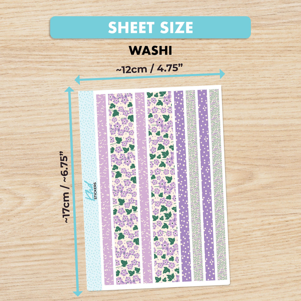 Pretty Purple Floral Vertical Floral Planner Sticker Set