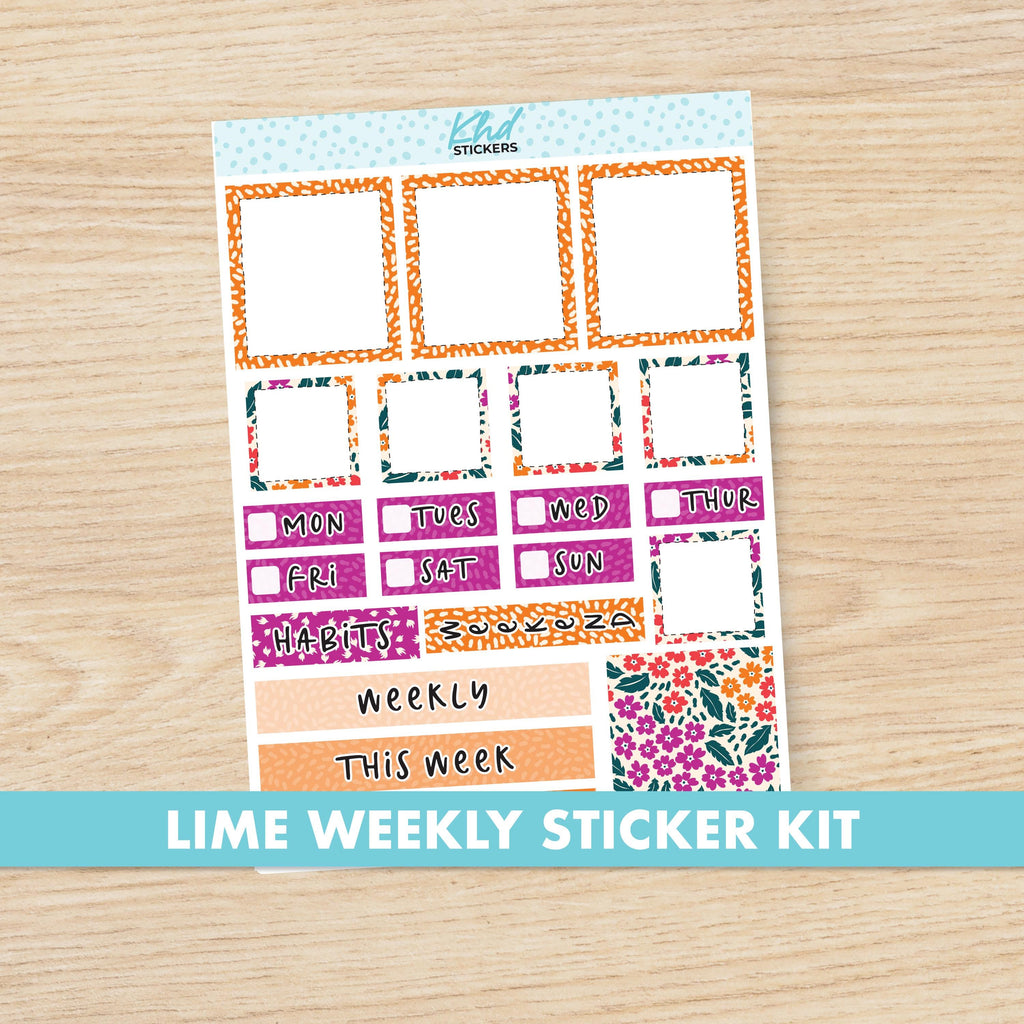 Intense Blooms Floral Lime Weekly Planner Sticker Kit, Set 47015