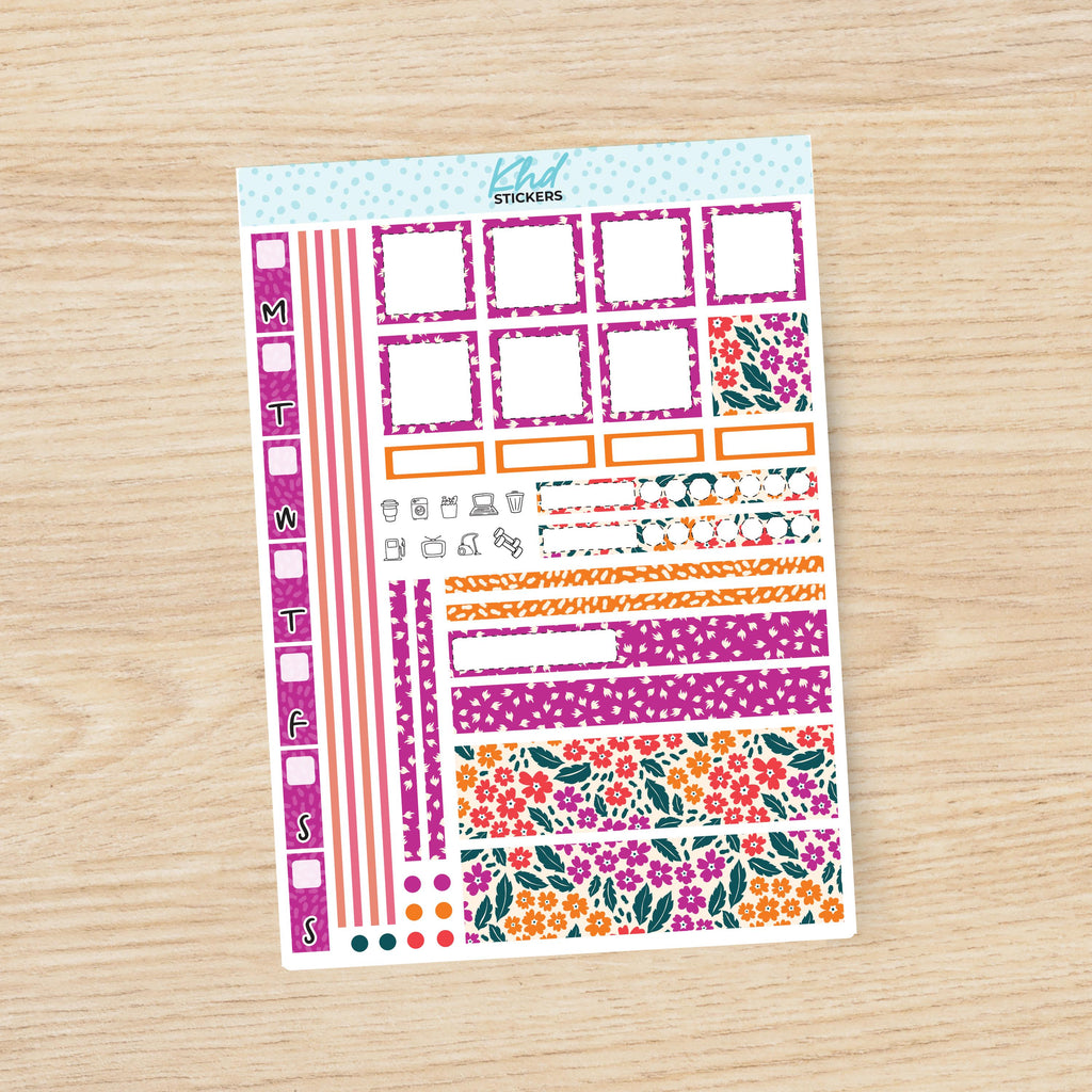 Intense Blooms Floral sticker kit to fit Hobonichi Weeks, Set 47015