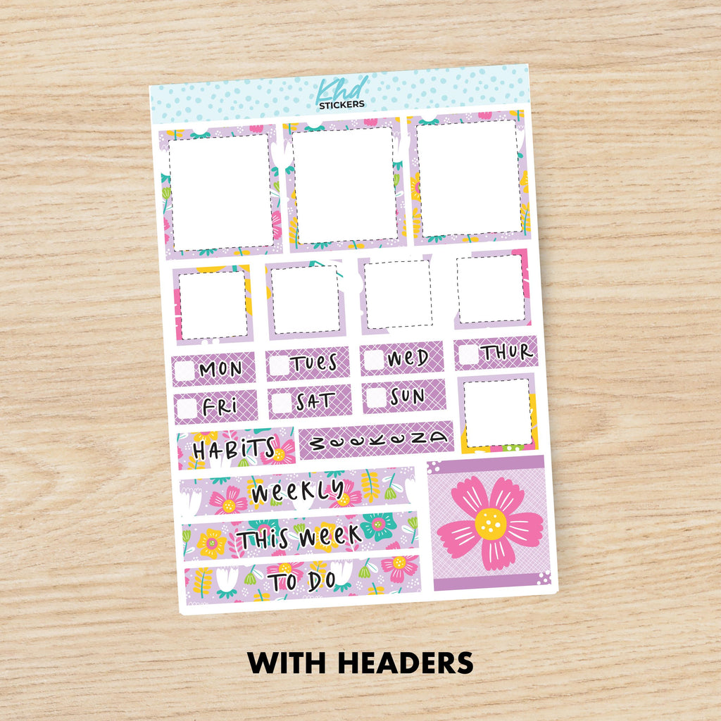 a printable planner sticker with a flower theme