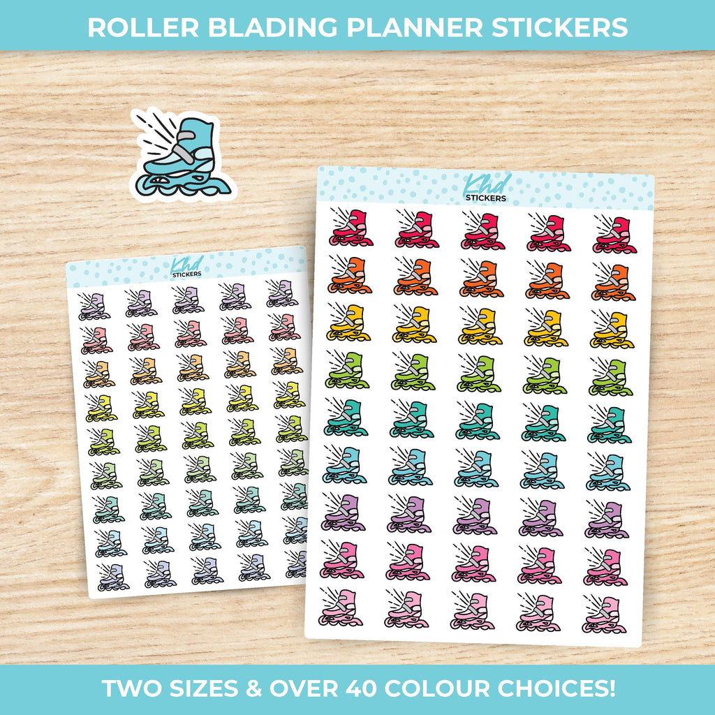 Inline Skates Planner Stickers, Two sizes, Removable