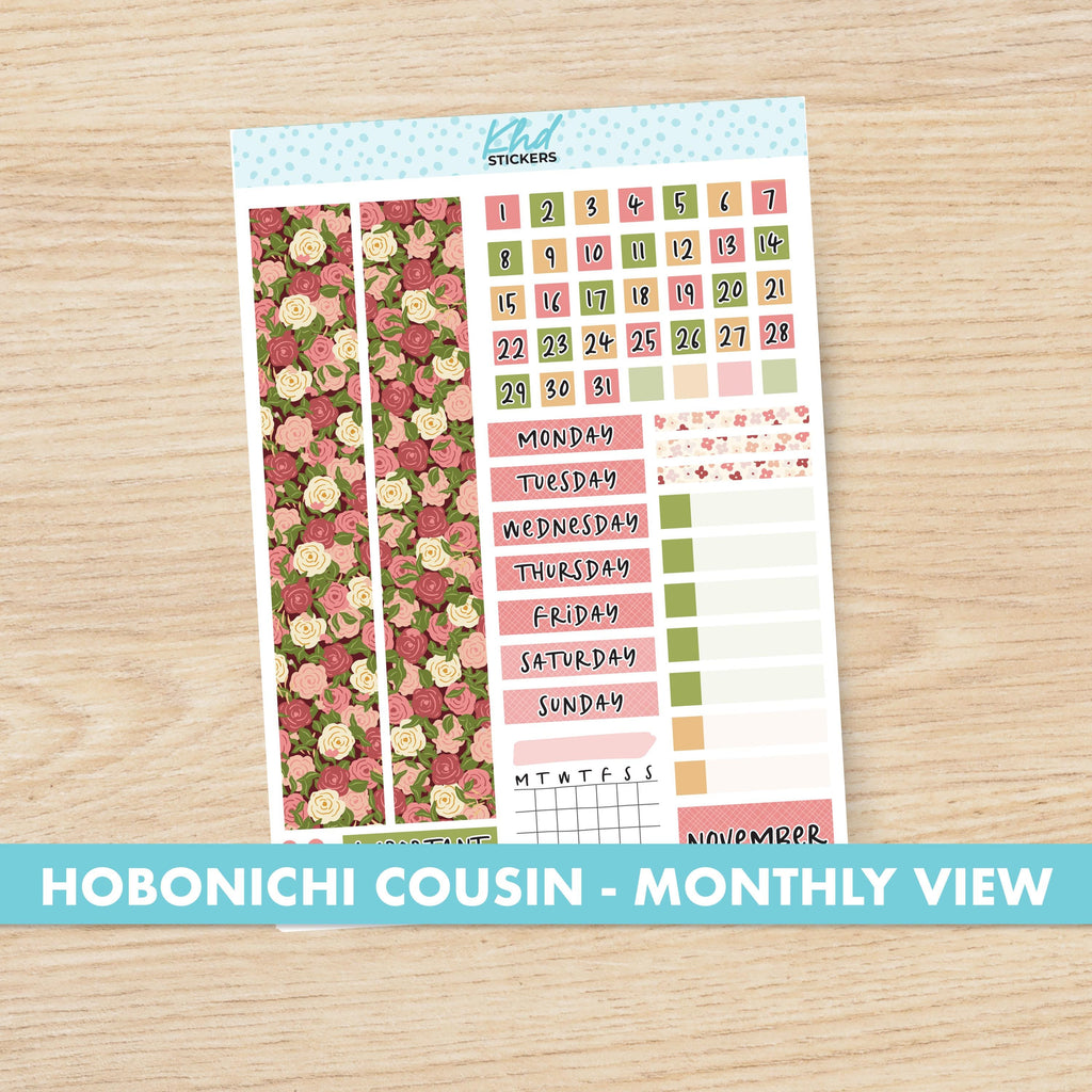 Country Meadow Hobonichi Cousin (A5) Monthly View Planner Sticker Kit