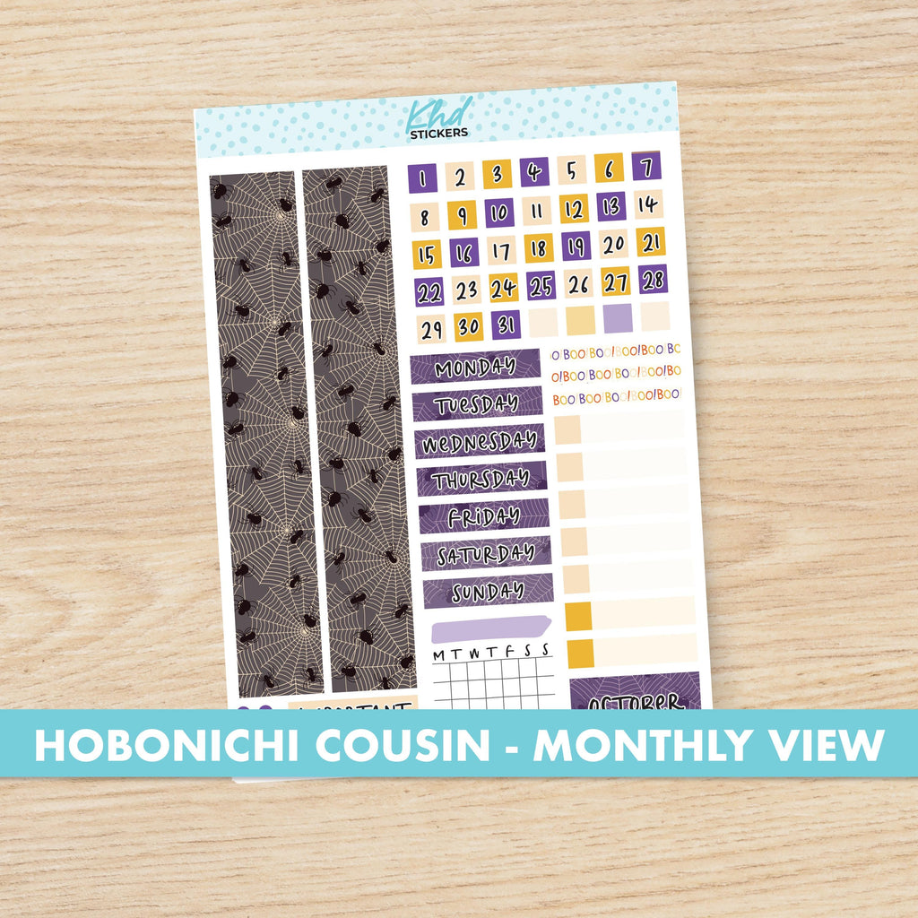 Dark Halloween Hobonichi Cousin (A5) Monthly View Planner Sticker Kit