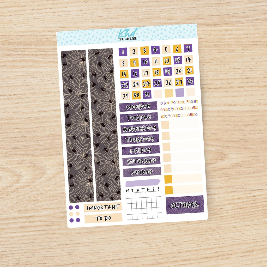 Dark Halloween Hobonichi Cousin (A5) Monthly View Planner Sticker Kit