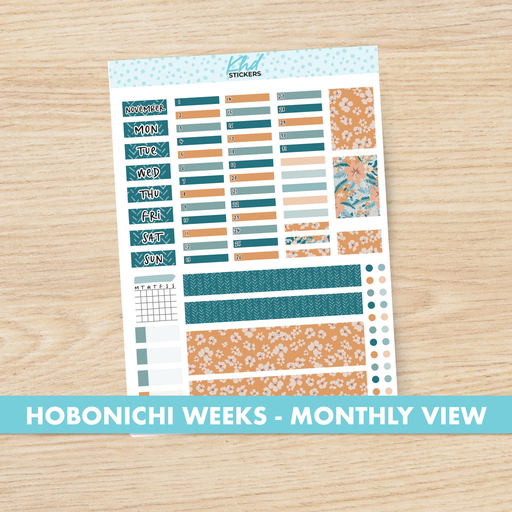 Wild Floral Hobonichi Weeks Monthly View Planner Sticker Kit