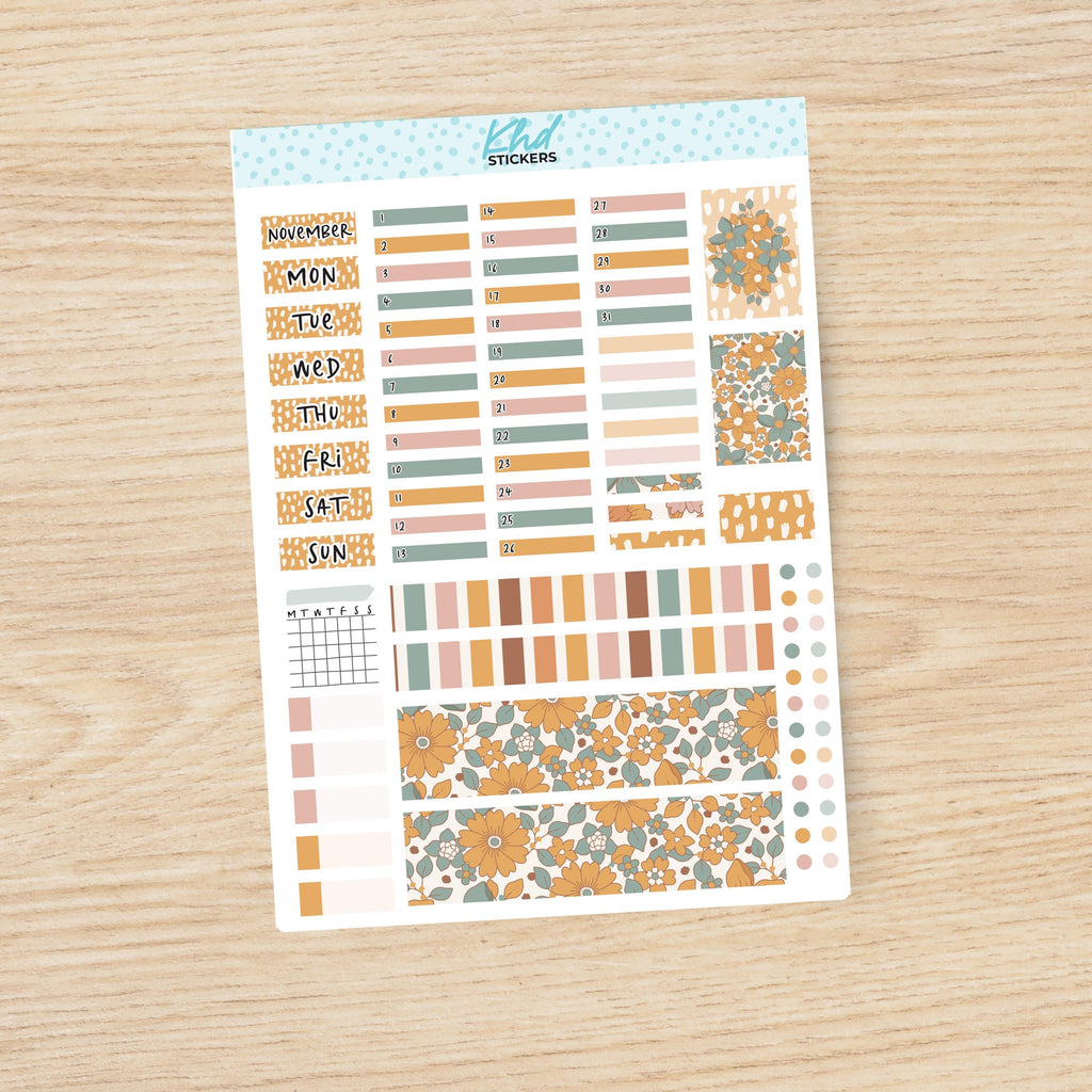 Vintage Floral Hobonichi Weeks Monthly View Planner Sticker Kit