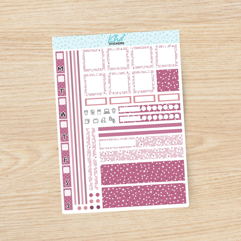 Pink Floral Sticker kit to fit Hobonichi Weeks