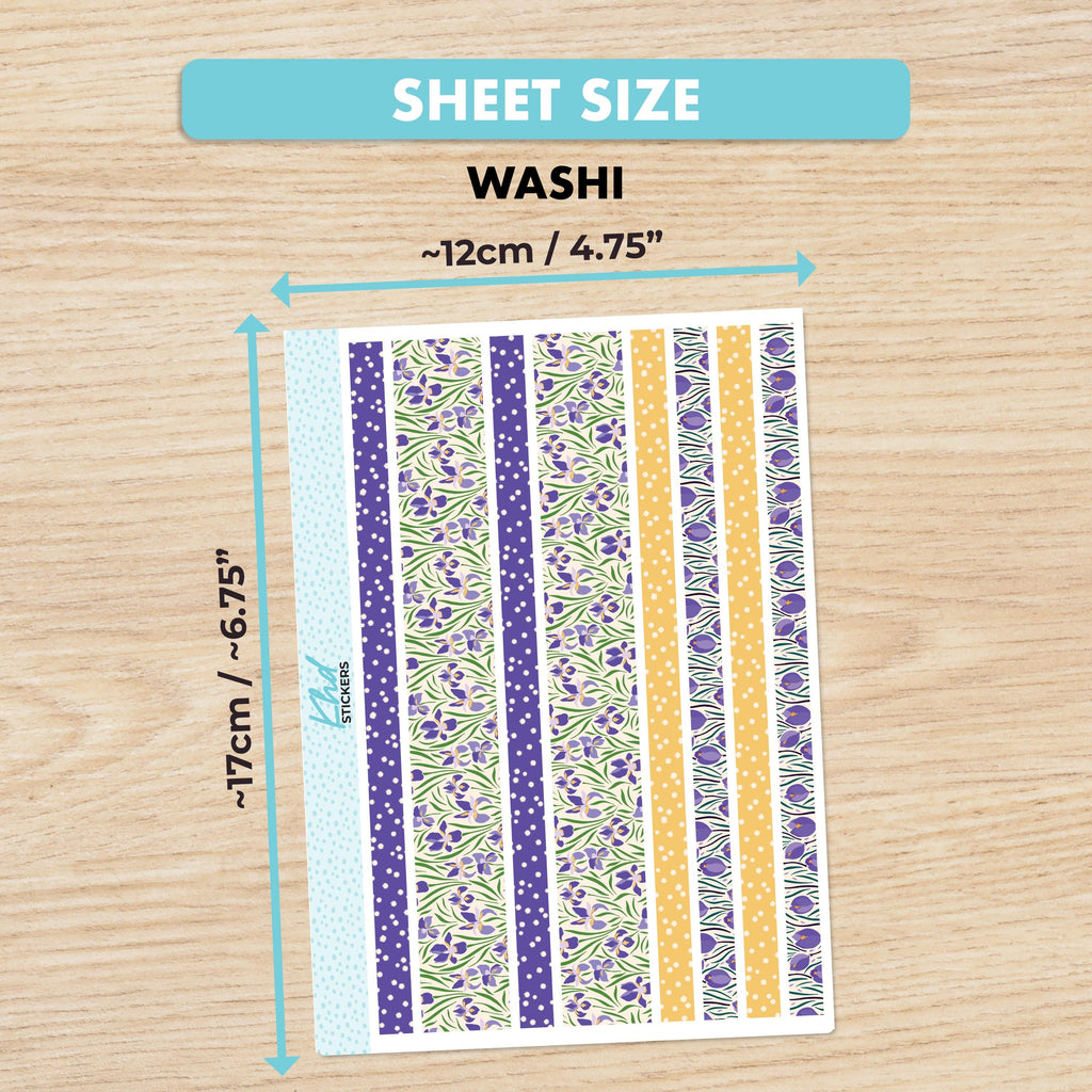 Purple Floral Decorative Washi Strip Stickers