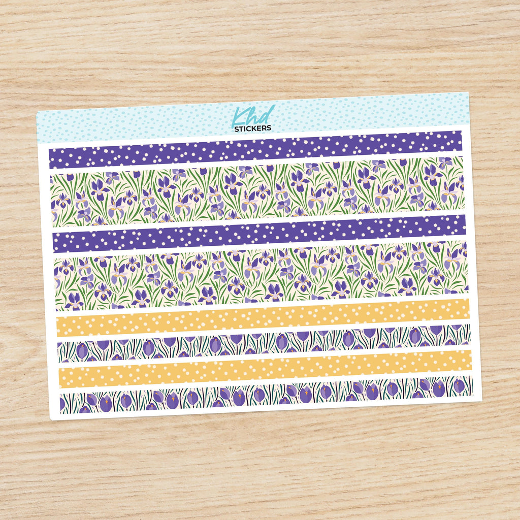 Purple Floral Decorative Washi Strip Stickers