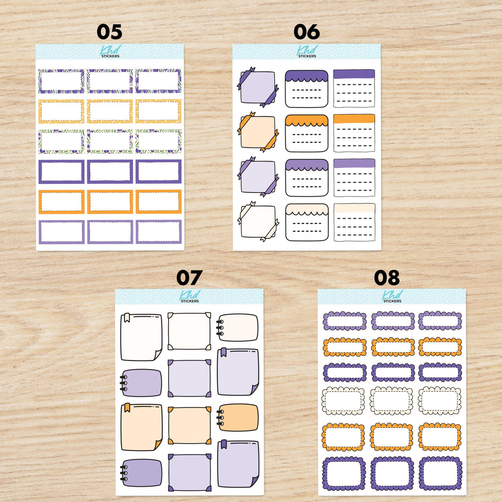 Purple Vertical Floral Planner Sticker Set