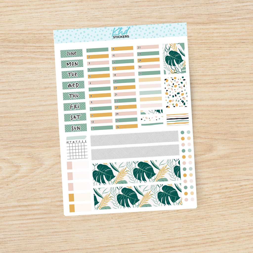 Tropical Hobonichi Weeks Monthly View Planner Sticker Kit, Choice of Monthly, Set 47019