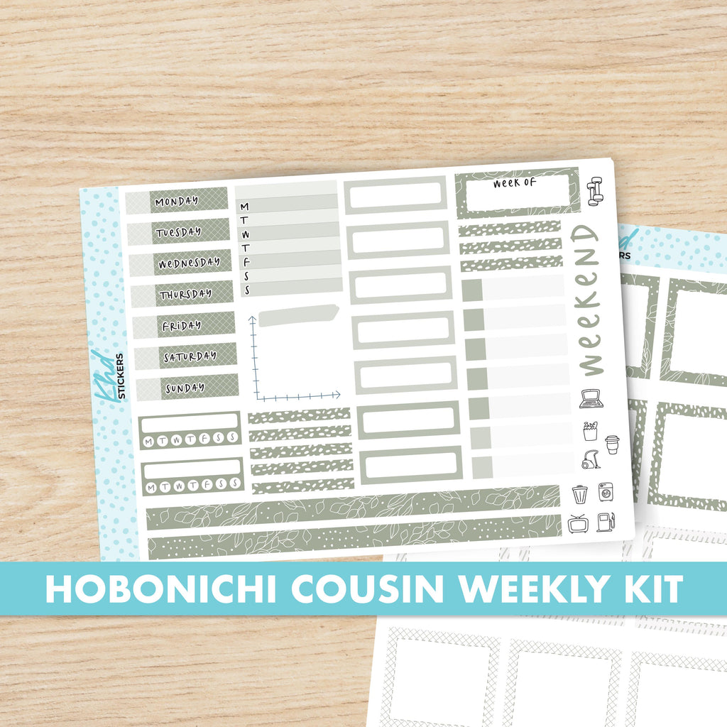 Relaxed Sunday Sticker kit to fit Hobonichi Cousin (A5) planner, Set 47020