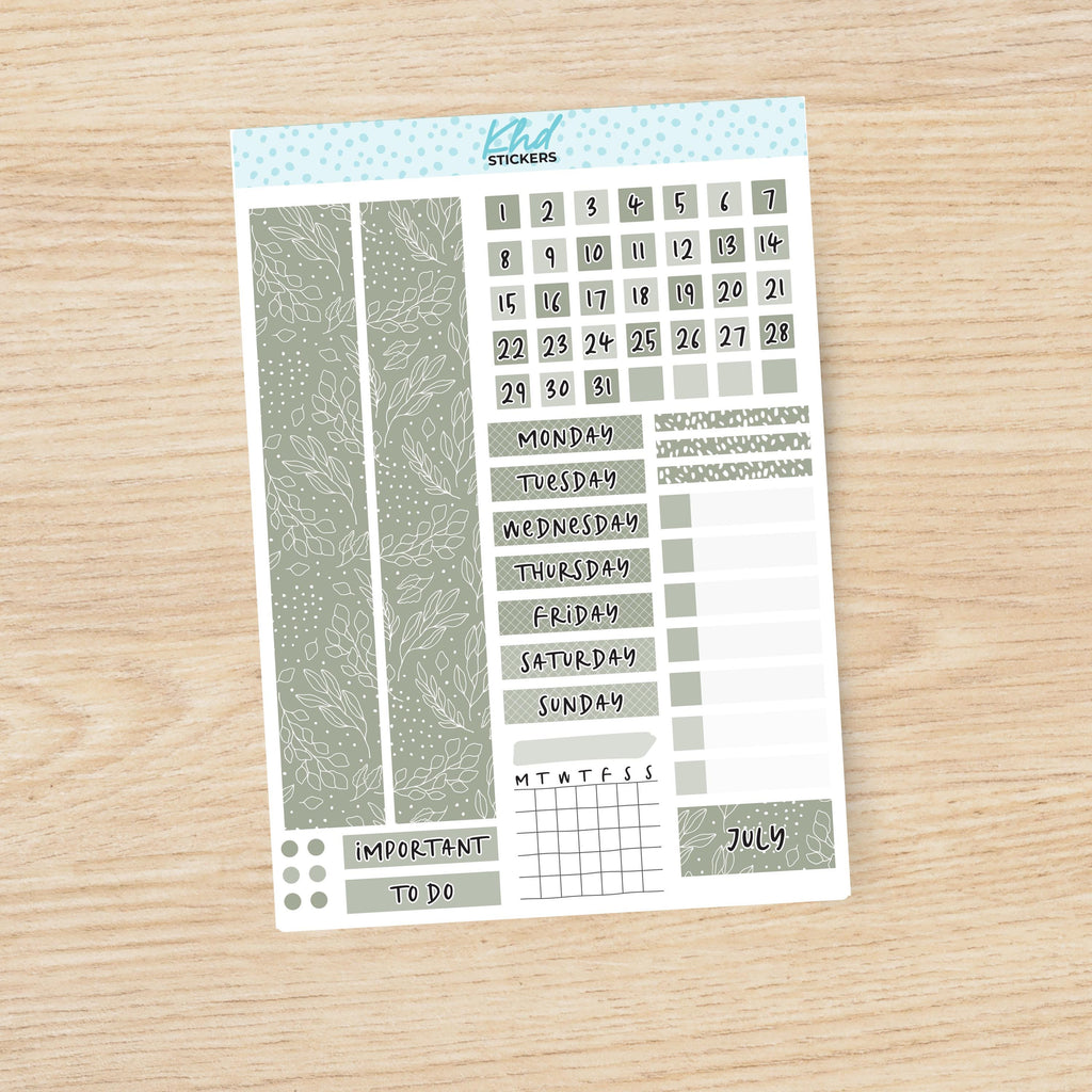 Relaxed Sunday Hobonichi Cousin (A5) Monthly View Planner Sticker Kit, Choice of Month, Set 47020