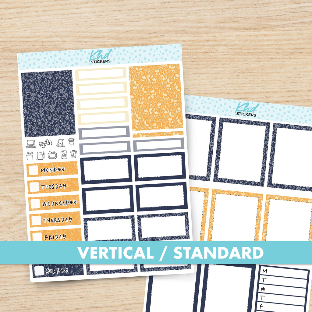 Navy Bloom Vertical Planner Sticker Set, Set 47021