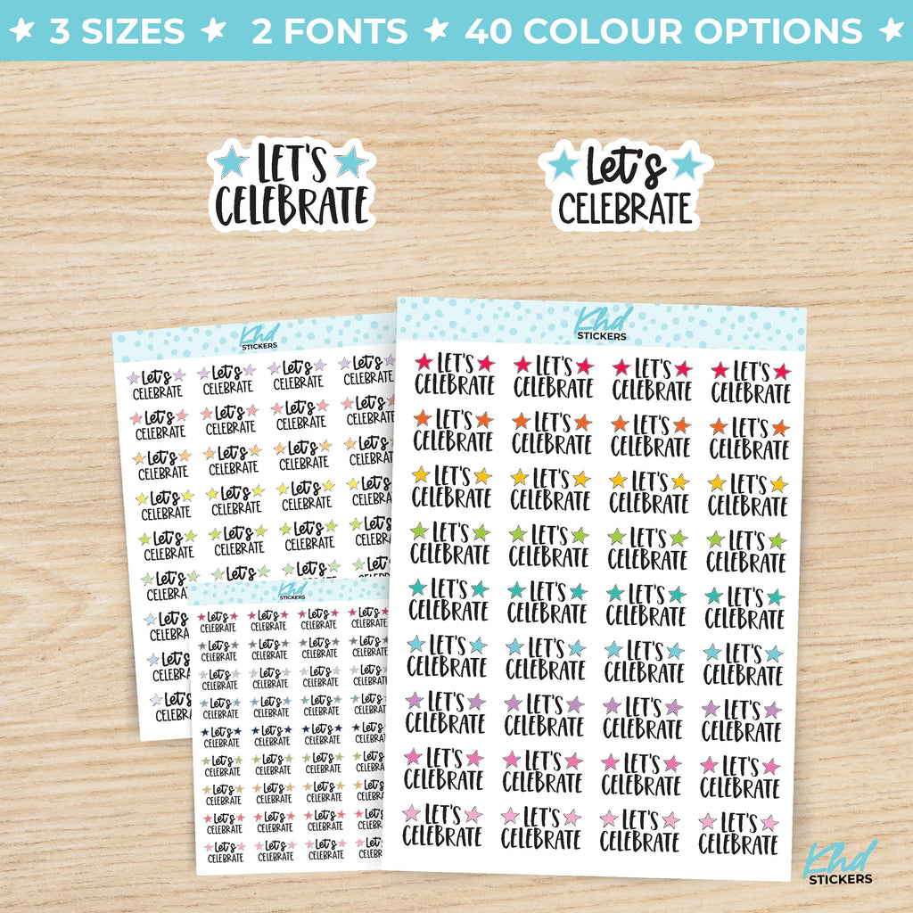 Let&#39;s Celebrate Script Planner Stickers Small