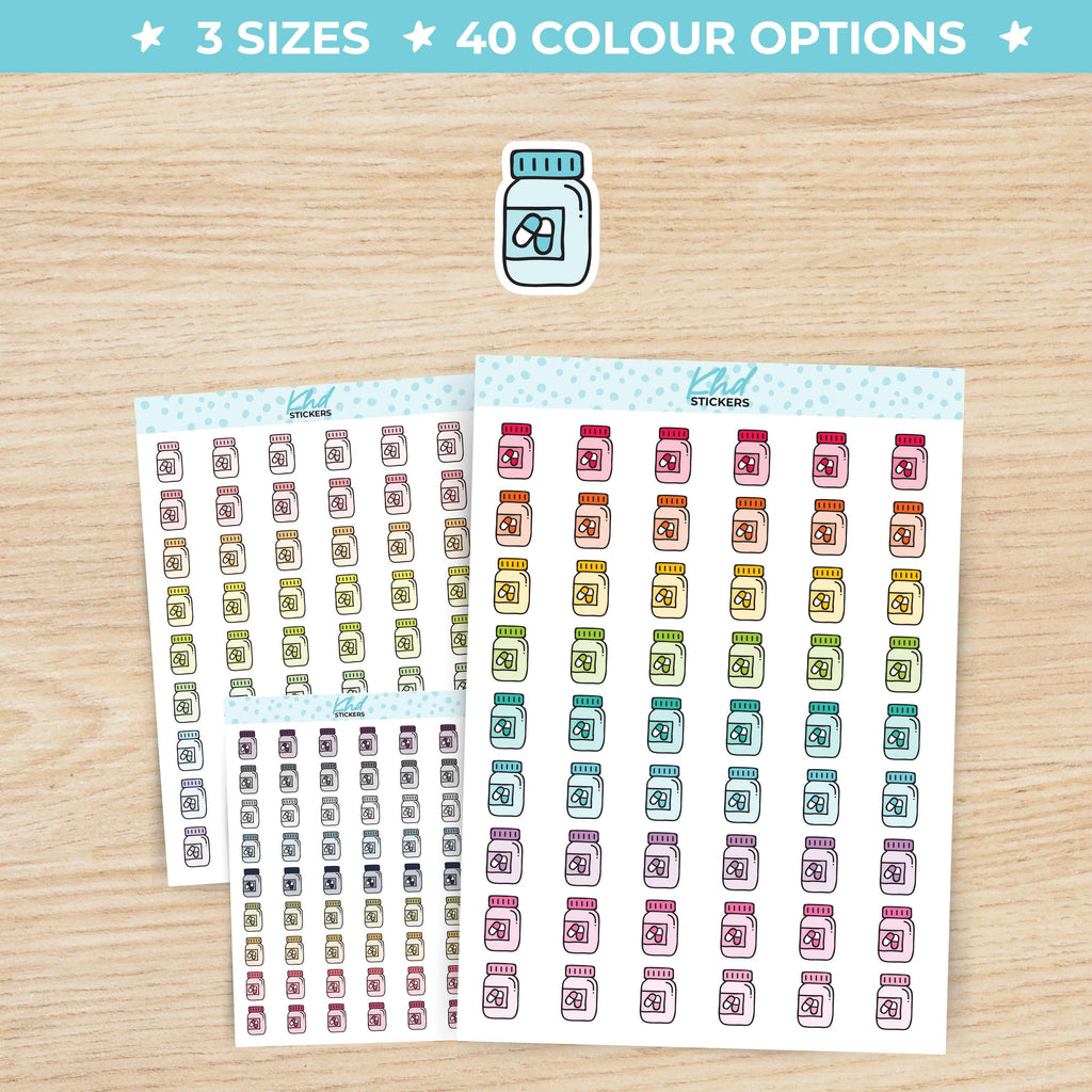 Medicine / Pill Jar Icon Stickers Small