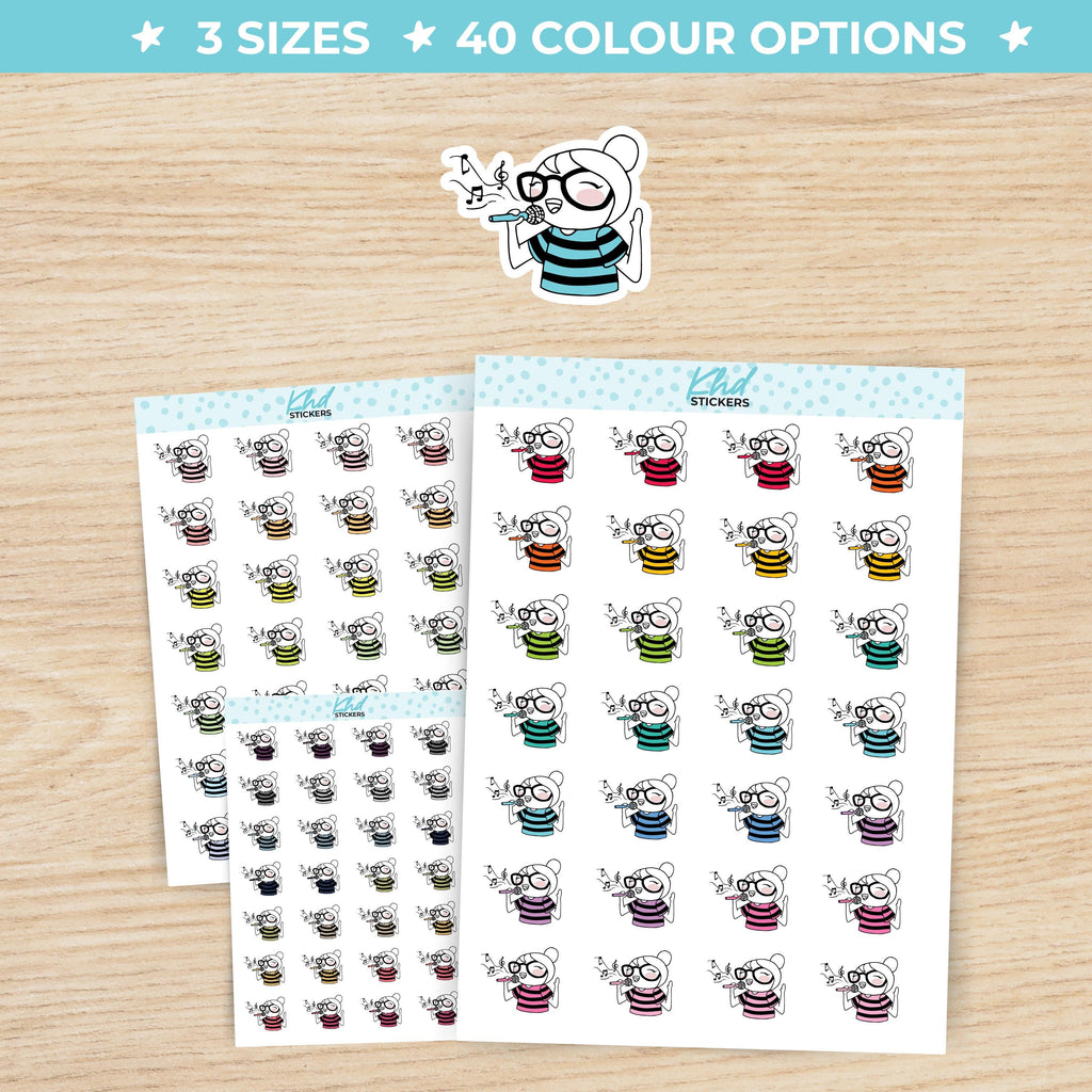 Singing Planner Girl Leona Planner Stickers Small