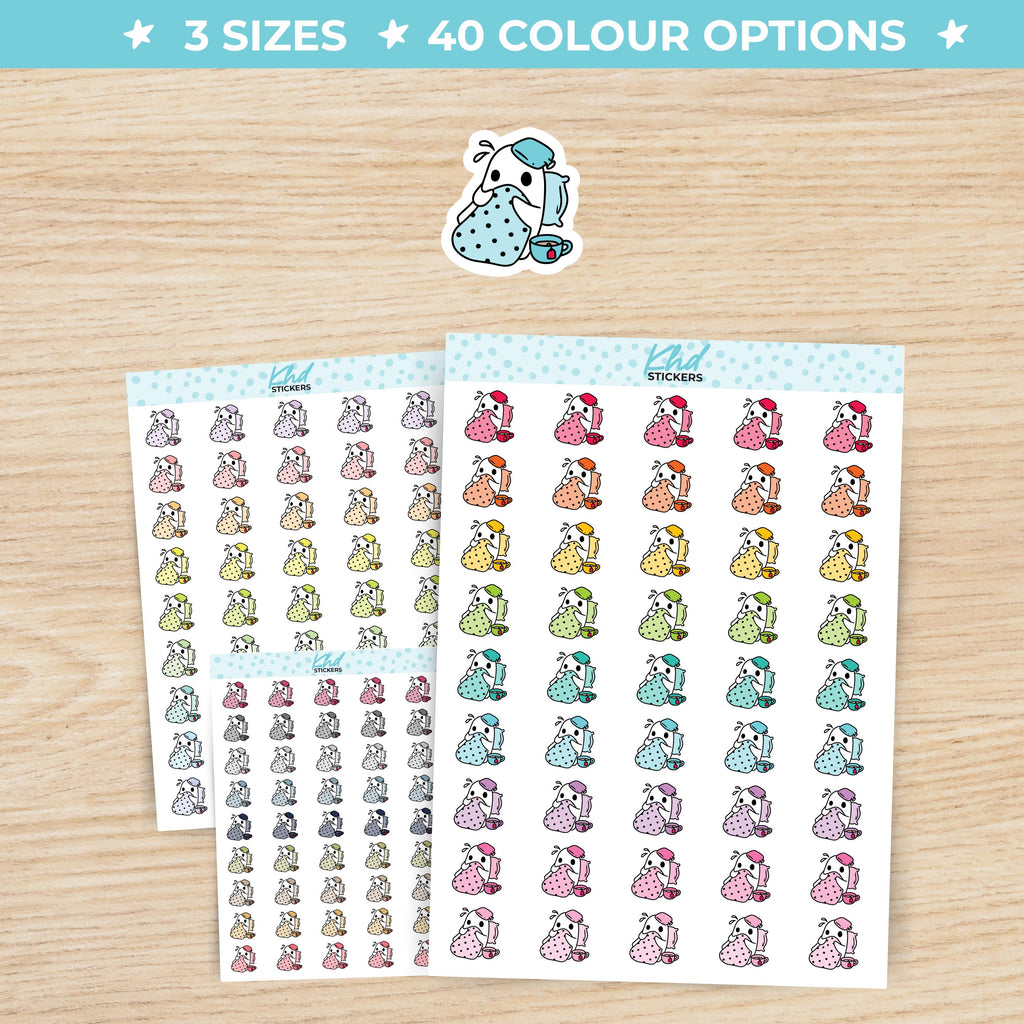 Ghost Sick in Bed Planner Stickers Small / LIFE