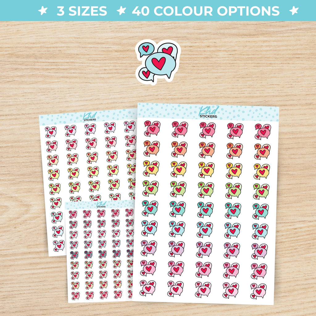 Heart Bubble Icons Planner Stickers Small