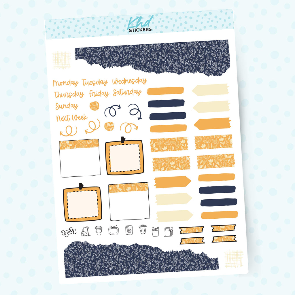 Navy Bloom Journal Weekly Sticker Kit