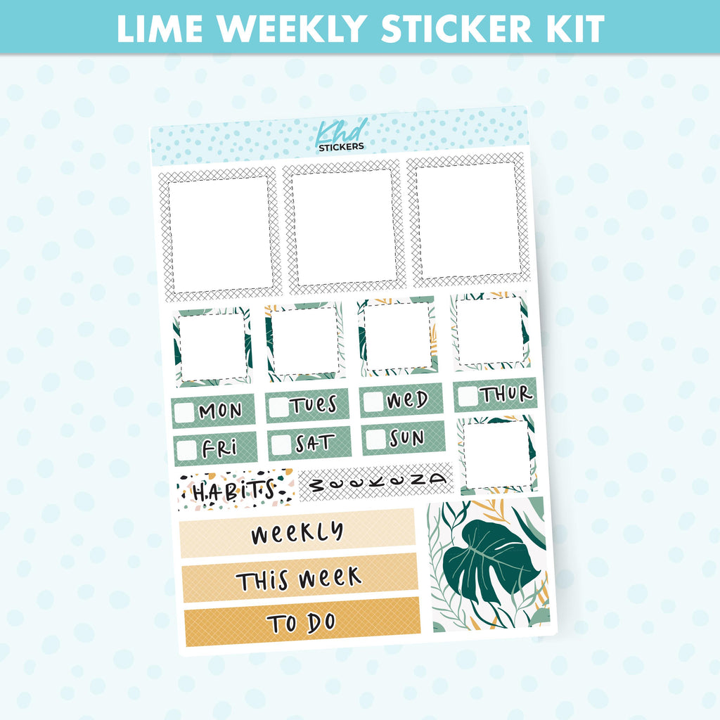 Tropical Lime Weekly Planner Sticker Kit