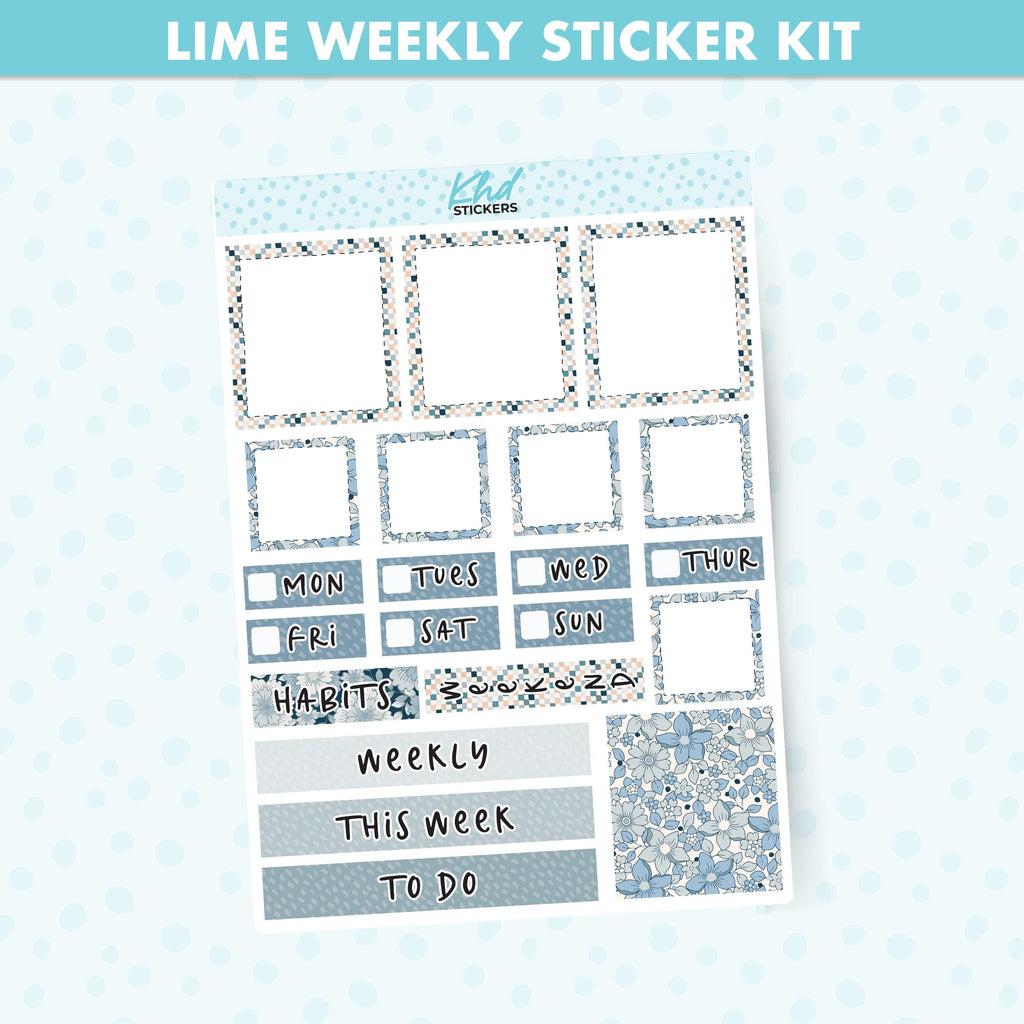 Boho Flower Lime Weekly Planner Sticker Kit