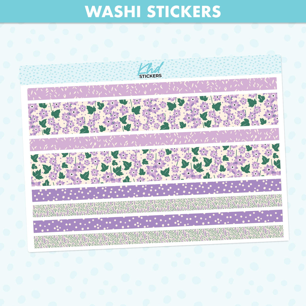 Pretty Purple Floral Decorative Washi Strip Stickers