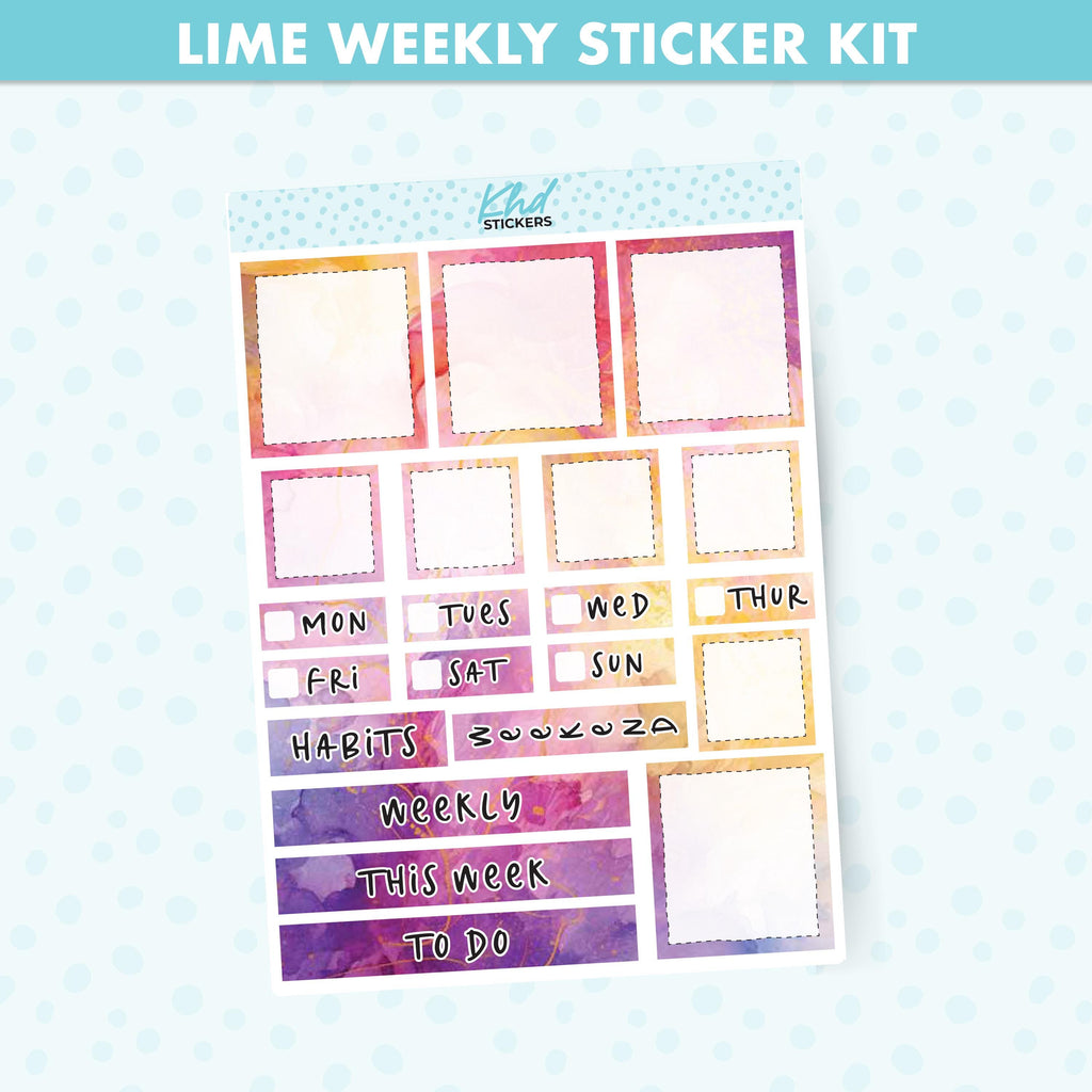 Watercolour Magic Lime Weekly Planner Sticker Kit, Set 47026