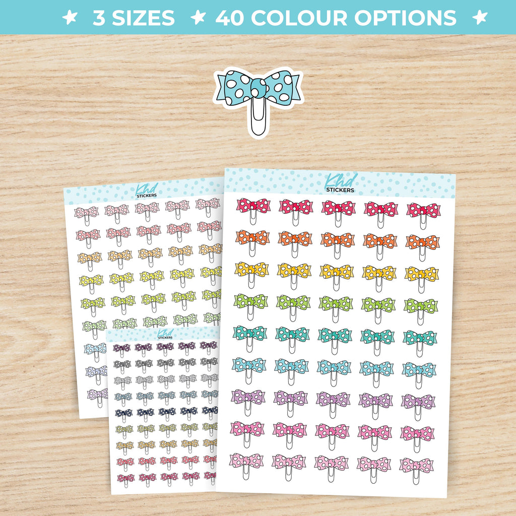 Bow Paper Clip Planner Stickers Small